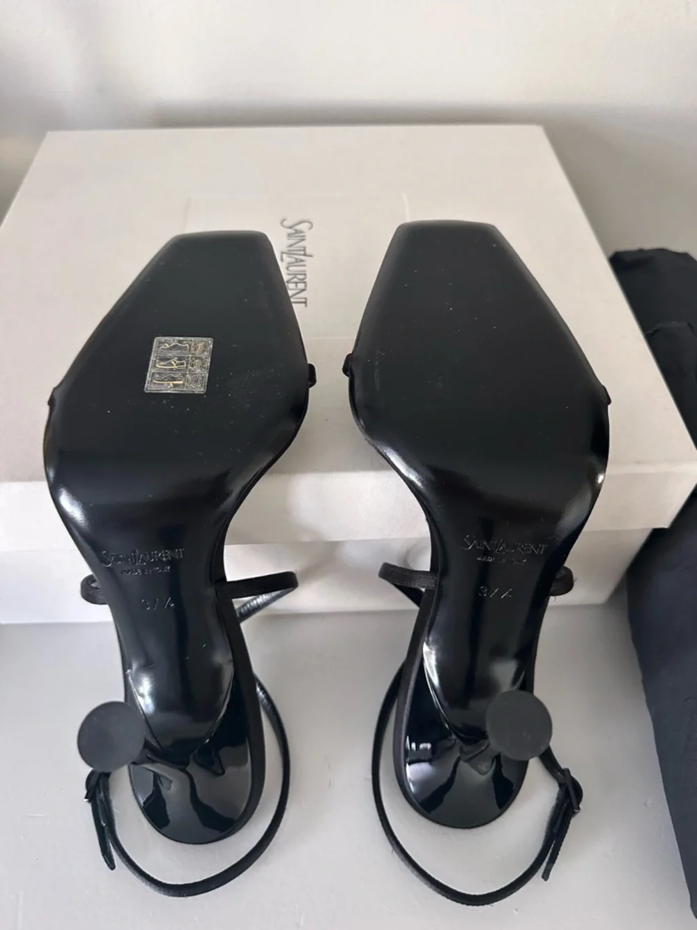 SAINT LAURENT Nero Lydia Diamond Sandal 37.5 - Picture 8 of 10